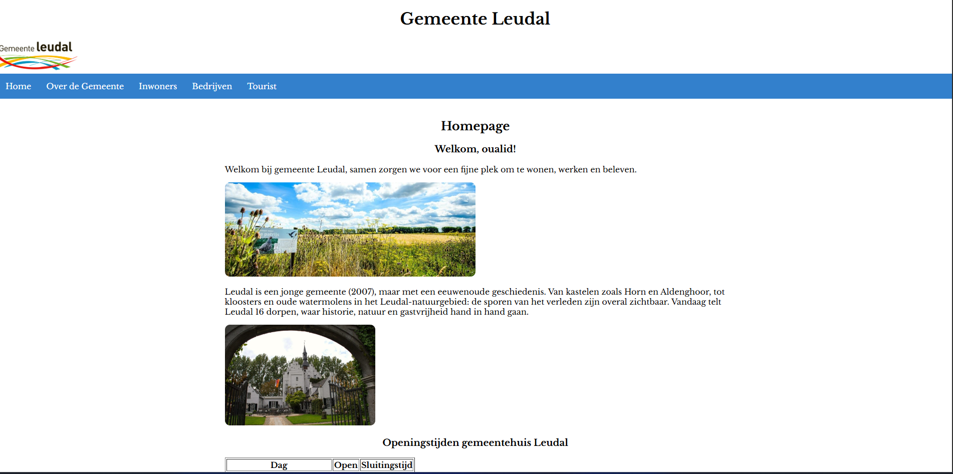 Homepagina gemeente website